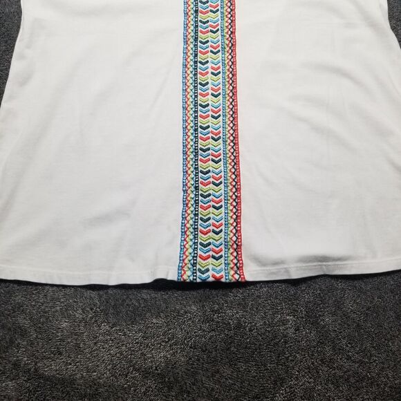 Soft Surroundings Large Tunic Top White Embroidered Trim Cotton Stretch Bohemian - Picture 2 of 7